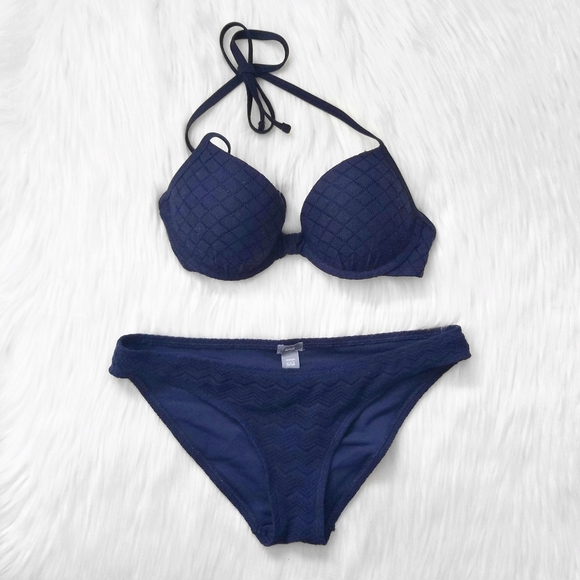 AERIE Bridget Blue Push Up 2-Piece Bikini - Picture 1 of 6